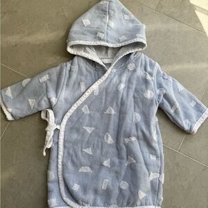 Crate&Barrel Kids Blue Organic Robe